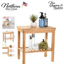 Stylish Bamboo Shower Chair with Sturdy Design - Perfect for Home and Garden