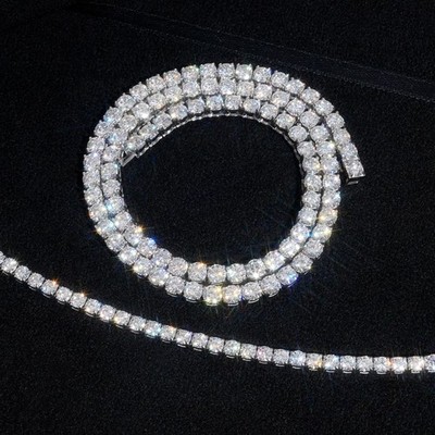 New 3-6mm D Color Moissanite Tennis Chain 316L Stainless Steel Bracelet Necklace
