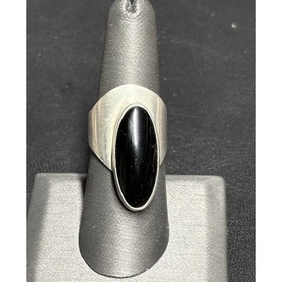 ELEGANTER TAXCO RING 925 STERLINGSILBER UND ONYX GRÖSSE 6,75 SKY