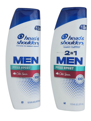 NEW 2 Head & Shoulders 2 in 1 Dandruff Shampoo, OLD SPICE Pure Sport, 12.5 oz