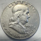 1959-D Franklin Half Dollar Silver Coin, VF Condition
