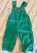 VTG 90's OshKosh B'gosh Vestback Green Corduroy Overalls 12 Month