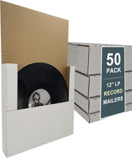 50 Pack Vinyl Record Shipping Box Mailers, 12.5" X 12.5" X 2", Perfect for 12-In
