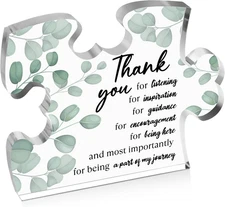 Thank You Gift for Women Men, Engraved Acrylic Block Heart Puzzle with Gift Box,