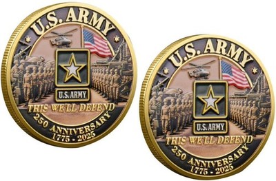 Double-Sided Gold-Plated Challenge Coin for U.S. Army's 250th