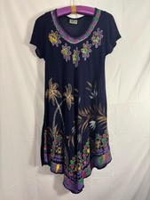 VTG Embroidered Floral Hippie Renfair Folk Festival Short Sleeve Boho Dress