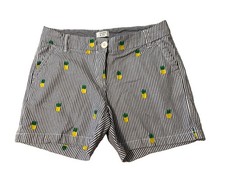 Crown And Ivy Women s Caroline Navy White Striped Pineapple Shorts 4 EUC