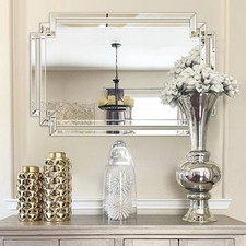 Modern Large Living Room Mirror with Mirrored Frame for Home Decor, 24" X 36"...