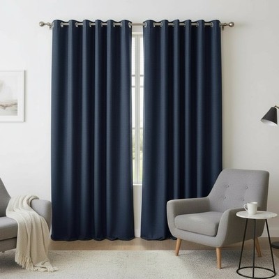 St. Helana Luxury Navy 95  Lined Grommet Curtains 4 Panel Set Room Darkening
