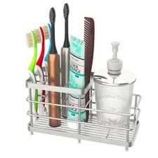 Toothbrush Holders, WHALCHI Bathroom Toothbrush Organizer 6 Slots Rustproof M...