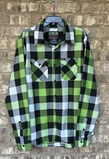 DIXXON “Dragula” Green Black White Plaid L/S Flannel  Shirt Mens Size XLT Tall