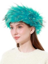 Faux Fur Headband for Women Winter Earwarmer Earmuff with Elastic Blue