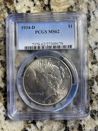 1934 D Peace Silver Dollar PCGS MS 62
