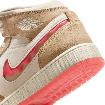 Big Kid's Jordan 1 Mid SE Desert/Fusion Red-Pale Ivory (HJ5958 206