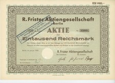 Akcje 1000 RM 1929 R. Frister AG w Berlinie