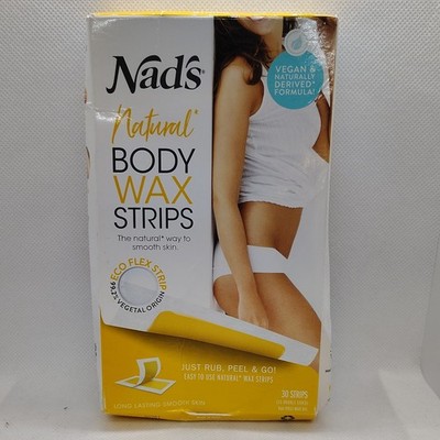 Nad's Wax Strips Natural All Skin Types Wax Hair Removal Women Vegan 30 Ct + Oil