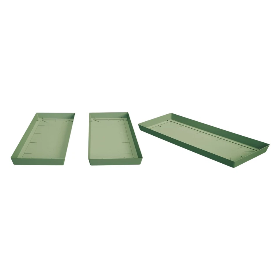 Plant Pot Saucer Plastic Tray Rectangle Deep Drip Trough Garden Large Green 53cm - Image 3 of 4