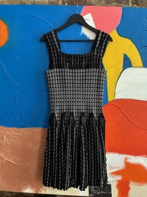 Alaia Flared Midi Dress in Black and White Made in Italy
