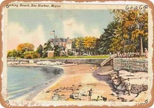 METAL SIGN - Maine Postcard - Bathing Beach, Bar Harbor, Maine