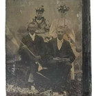 Outdoor Tintype Photo Men Women Outside Leaves On Ground Antique Fashion Hats