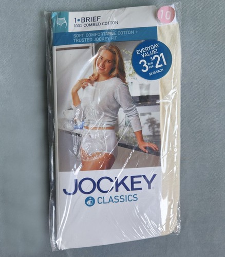 NEW Vintage Jockey Classics Women's 100% Combed Cotton Ivory Briefs Size 10 - Picture 2 of 3