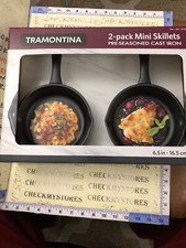 new 2 PACK Tromontina PRE-SEASONED CASTIRON 6.5" 16.5CM MINI SKILLET