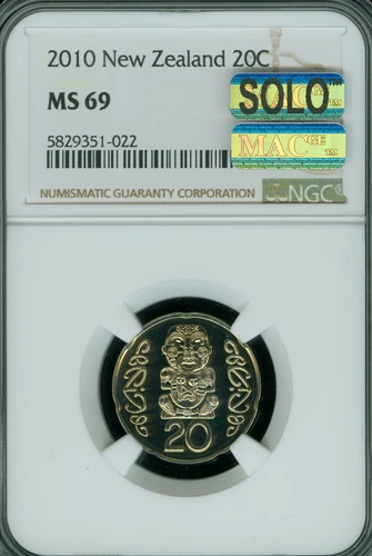 2010 NEW ZEALAND 20 CENTS NGC MS69 MAC FINEST GRADE SPOTLESS 2,000 MINTED .