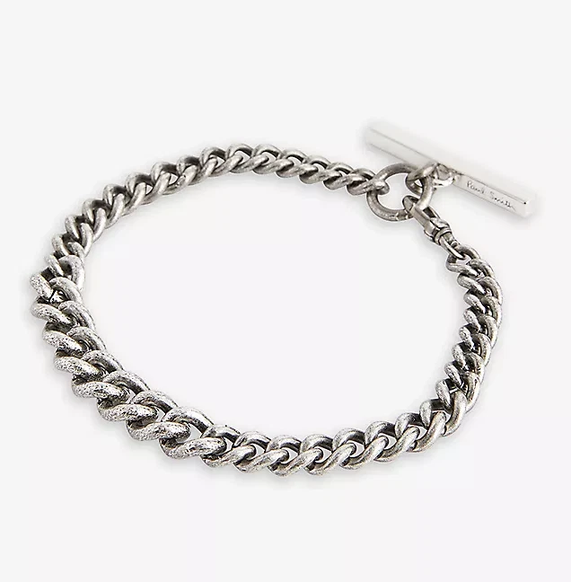 Paul Smith Bracelet T Bar Curb Chain Silver Tone New 125 eBay
