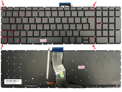 DE Schwarz Tastatur mit Rot Beleuchtung, ohne Rahmen HP Omen 17-w200 (GTX 1050)