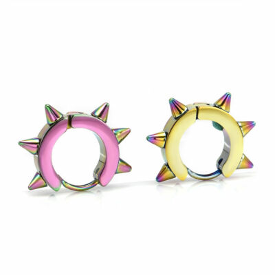 Punk Street Gothic Stainless Steel Hoop Earrings Spike Rivet Ear Stud Men Women