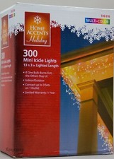 Home Accents Holiday 300 Multi Color Mini Icicle Lights White Wire NIB