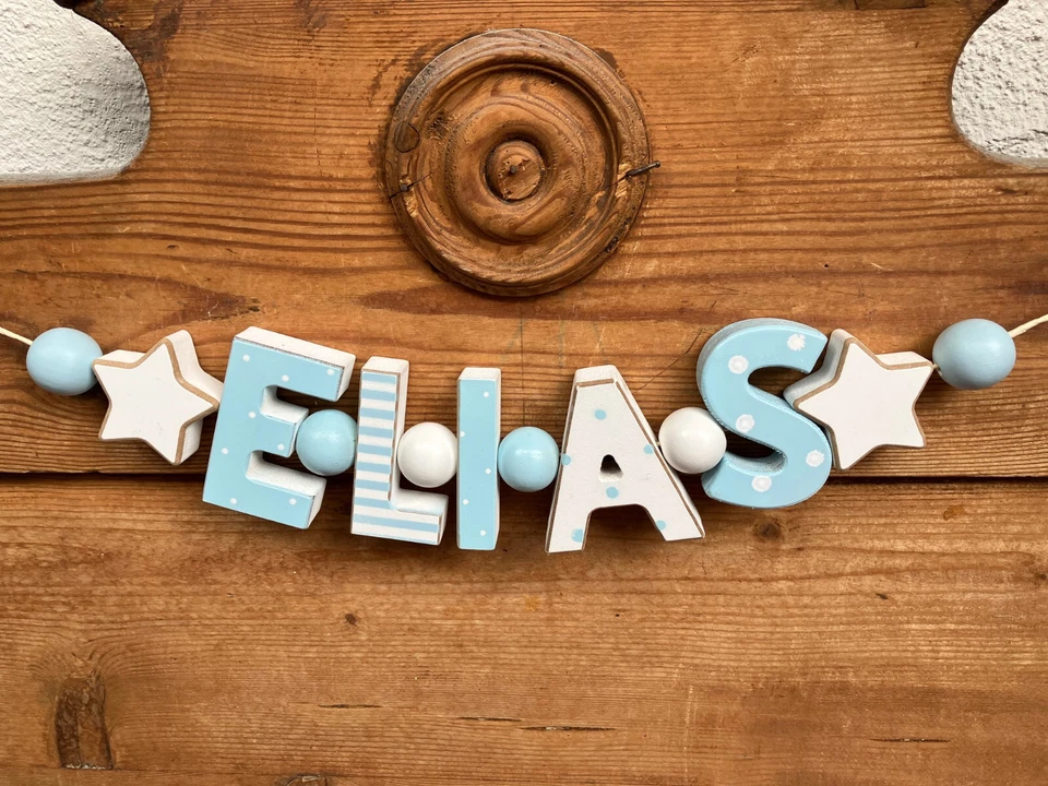 NOME A SCELTA COLLANA LETTERE BIMBO BLU PERSONALIZZATA NOME NEONATO COMPLEANNO BATTESIMO - Immagine 3 di 4