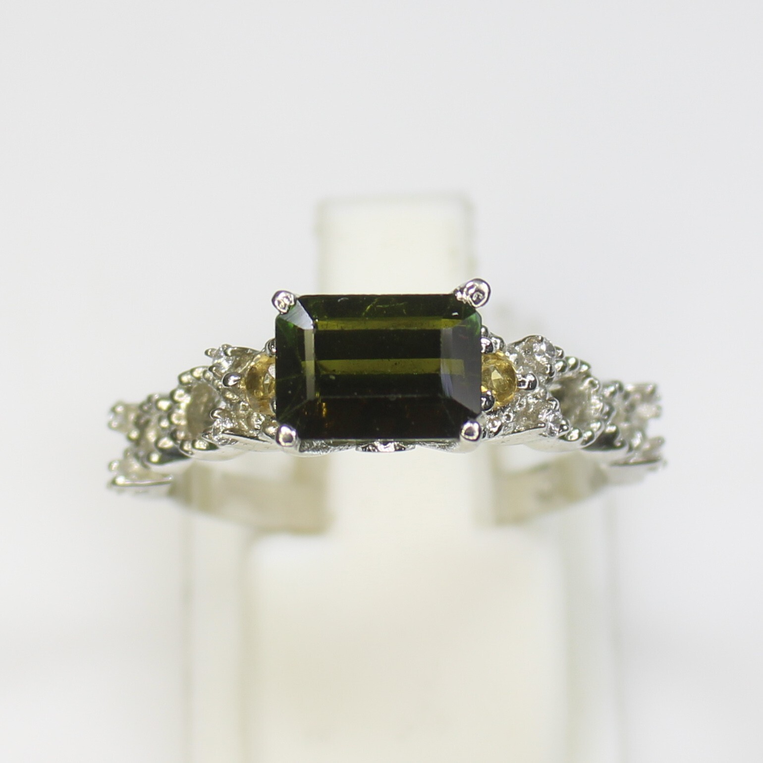 Natural Green Tourmaline Sterling Silver Ring – All Sizes Available