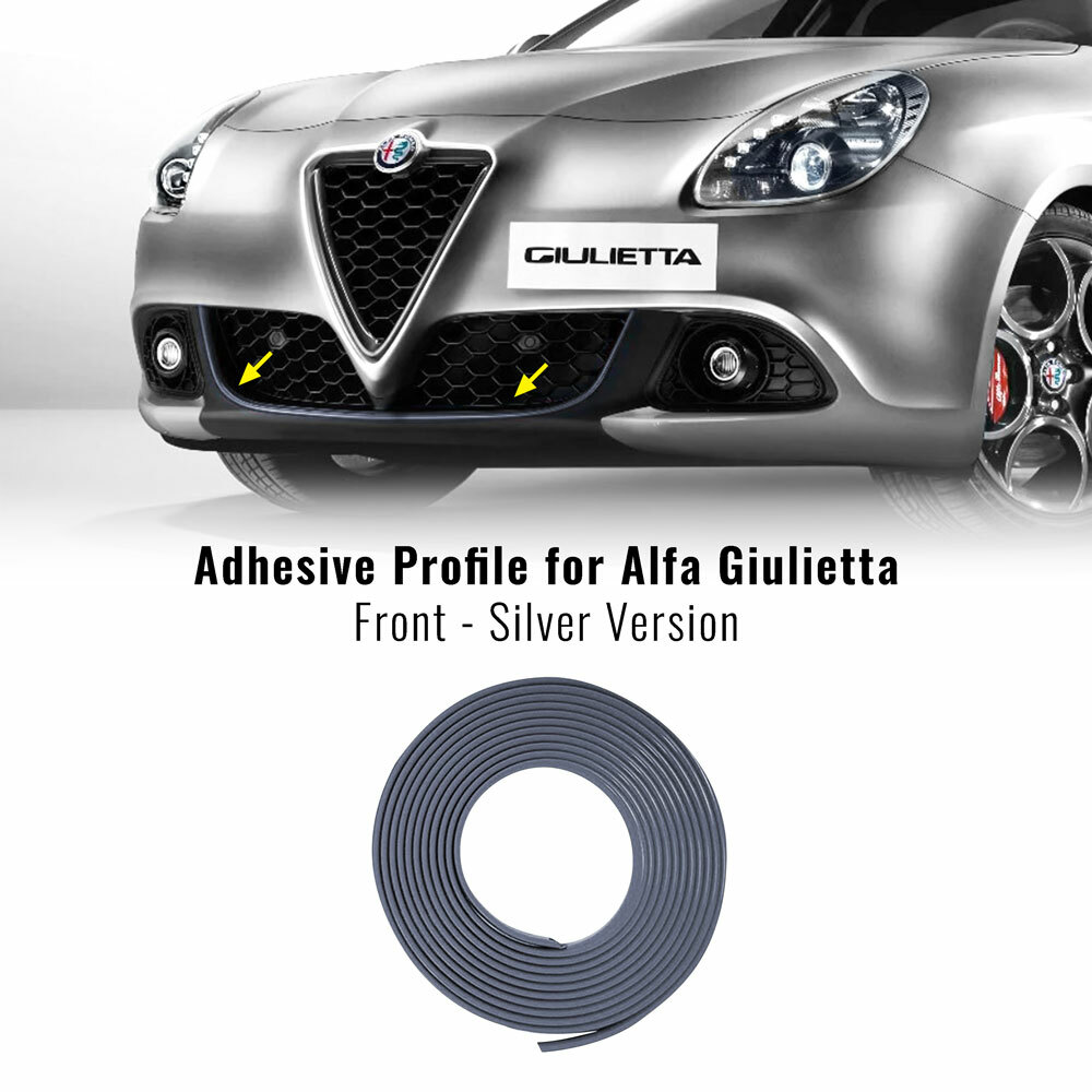 Profilo Argento Adesivo per Dam Paraurti Anteriore Alfa Giulietta 11 mm x 1,15 m