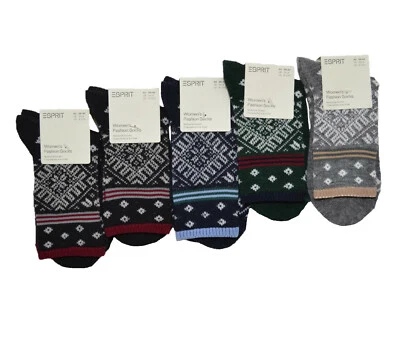 Esprit 5 x Socken Größe 39 - 42 Socke mit Wolle UVP 49,75 Damen Strümpfe Set 17