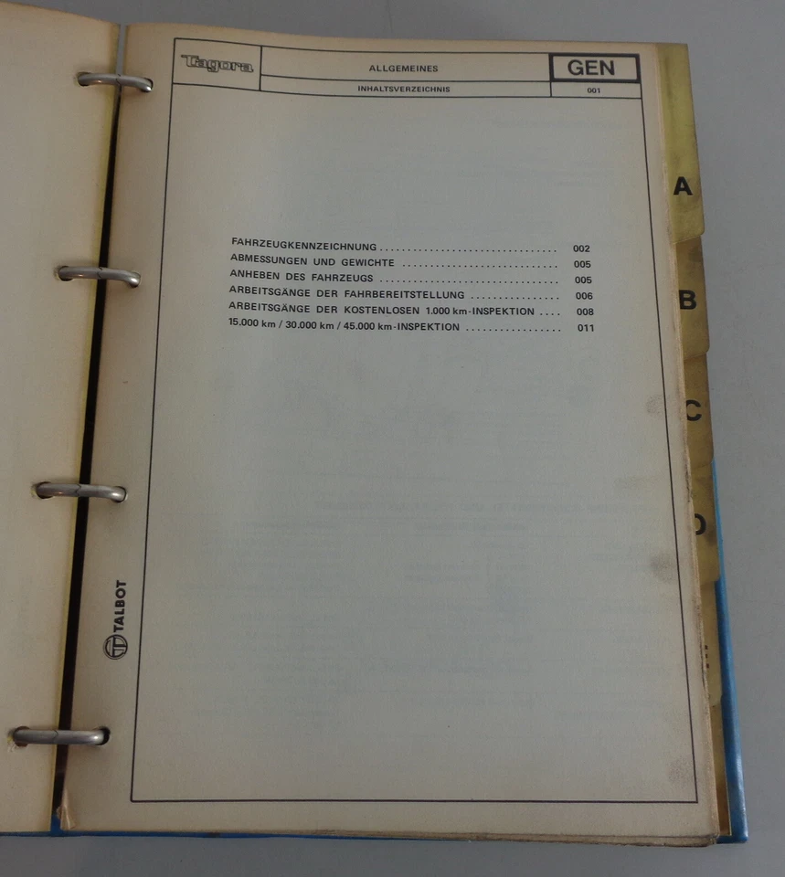 Manuale Officina/Riparazione Talbot Tagora (2 Volumi) Stand 05/1980 - Immagine 4 di 4