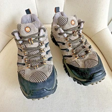 Merrell Hiking Shoes Ventilator Moab Walnut Leather Mens Size 7.5 Vibram Aetrex