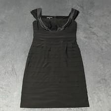 Jones New York Dress Womens 8 Black Sheath Lace Cap Sleeve Sweetheart Neck LBD