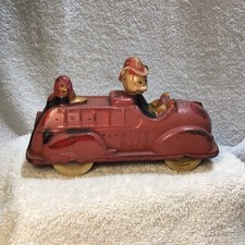 DISNEY FIRE TRUCK- MICKEY MOUSE- DONALD DUCK- RUBBER FIRE TRUCK BEST CONDITION