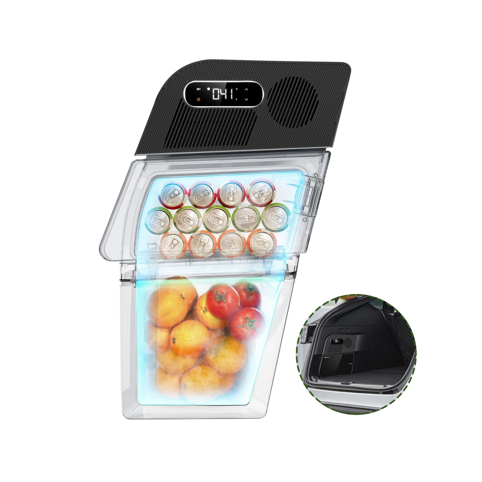 Tesla Model Y 5 Seater Car Refrigerator, 12V Refrigerator for Tesla Model Y T...-image