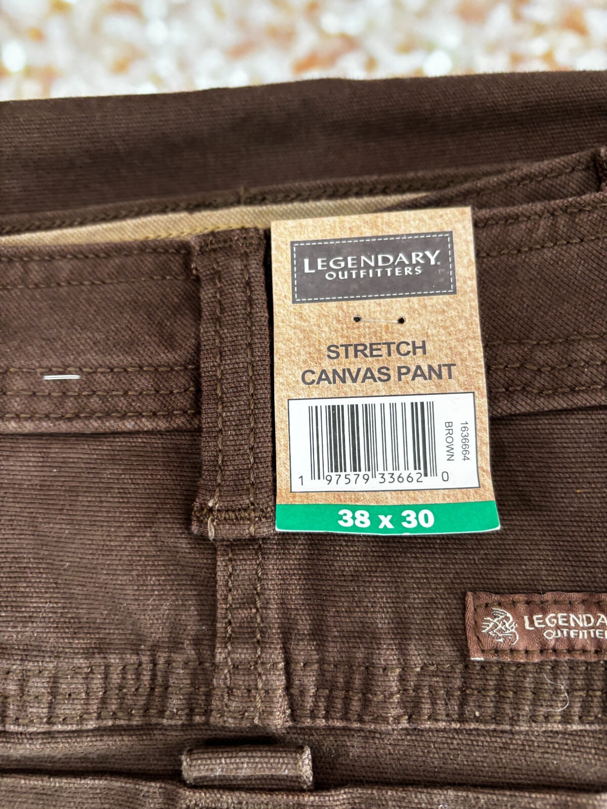 Legendary Outfitters Men's Canvas pant Relaxed Comfort stretch-BROWN 38X30