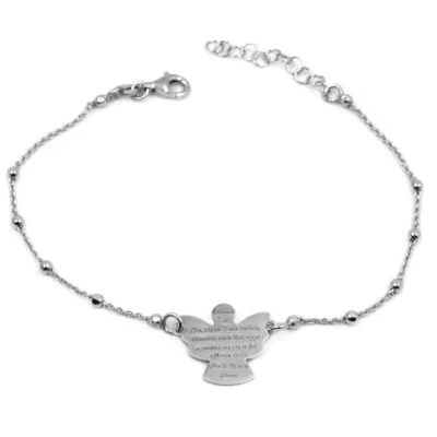 Bracciale Angelo di Dio Preghiera Donna in Argento 925 Rodiato