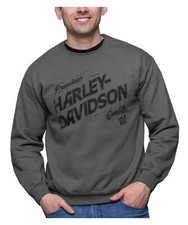 Harley-Davidson Men's Premium Crew-Neck Pullover Fleece Sweatshirt, Charcoal