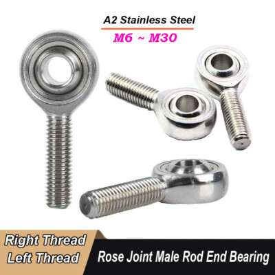 M6-M30 Rose Joint Male Rod End Bearing A2 Stainless Steel, Left / Right Thread
