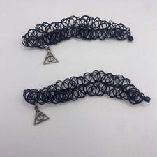 2 Harry Potter Deathly Hallows Symbol Choker Black 10-18  Stretch