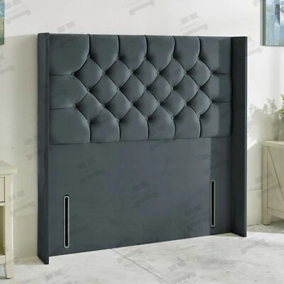 RICHMOND BEDS Chesterfield Wing Headboard Upholstered Tall Floor Standing Wingback Headboard