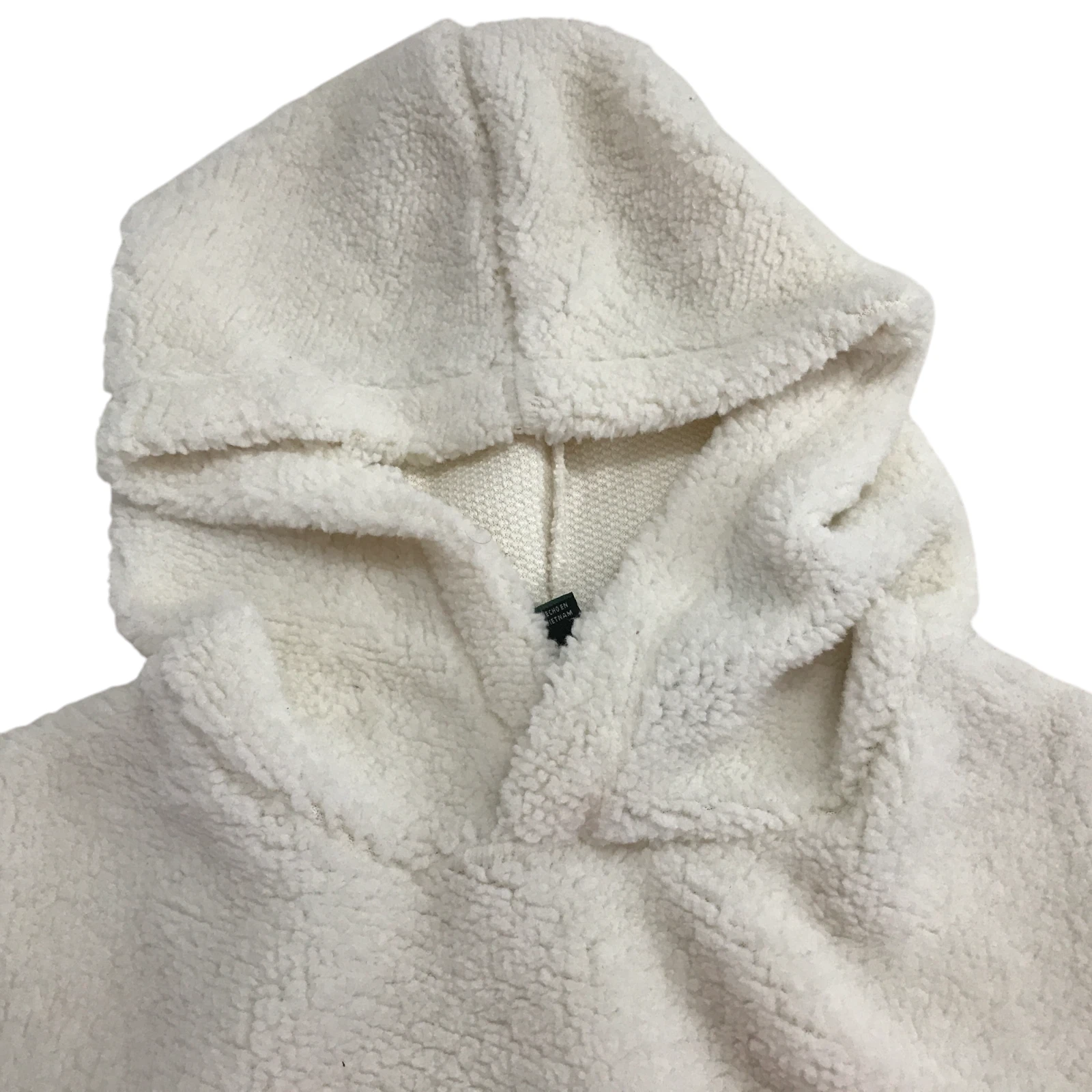 OFF WHITE Felpa con cappuccio maglione peluche Wild Fable donna junior taglia XS crop fuzzy avorio