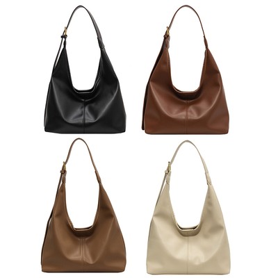 2 pcs Women PU Leather Shoulder Bag Magnetic Closure Tote Bag Large Handbag QDE