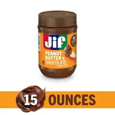 Jif Peanut Butter & Chocolate, Less Sugar, Thick & Creamy 15 Ounce