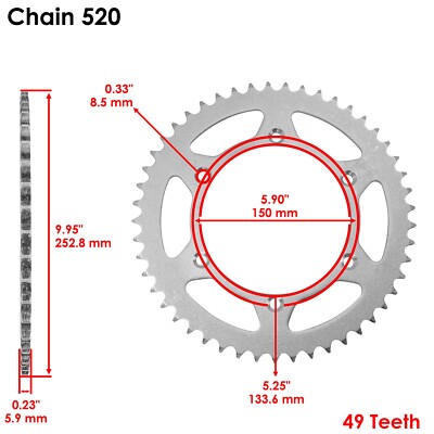 Black Drive Chain And Sprocket Kit for Kawasaki KX125 1992 1993